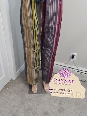 Striped Multi-Color Wide-Leg Pants